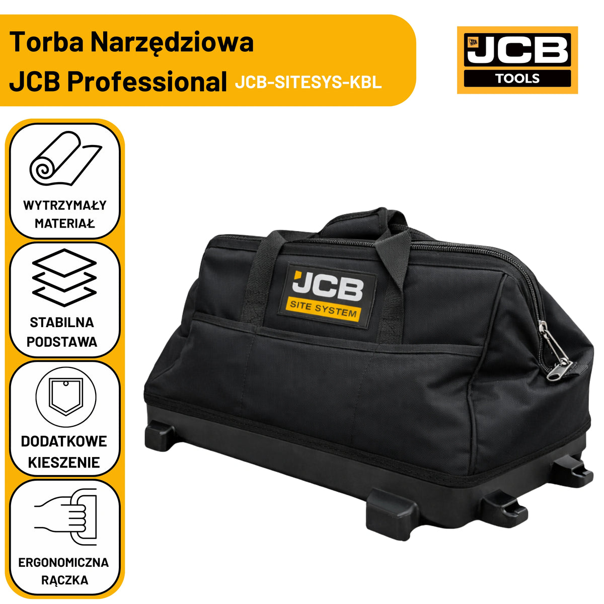 Torba na narzędzia JCB - twarda podstawa z czterema stopkami