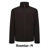 Kurtka robocza softshell JCB czarna z naszywką JCB, etykieta Rozmiar M