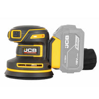 szlifierka mimośrodowa akumulatorowa JCB Professional 18V żółto-czarna korpus bez akumulatora ujęcie z lewej strony