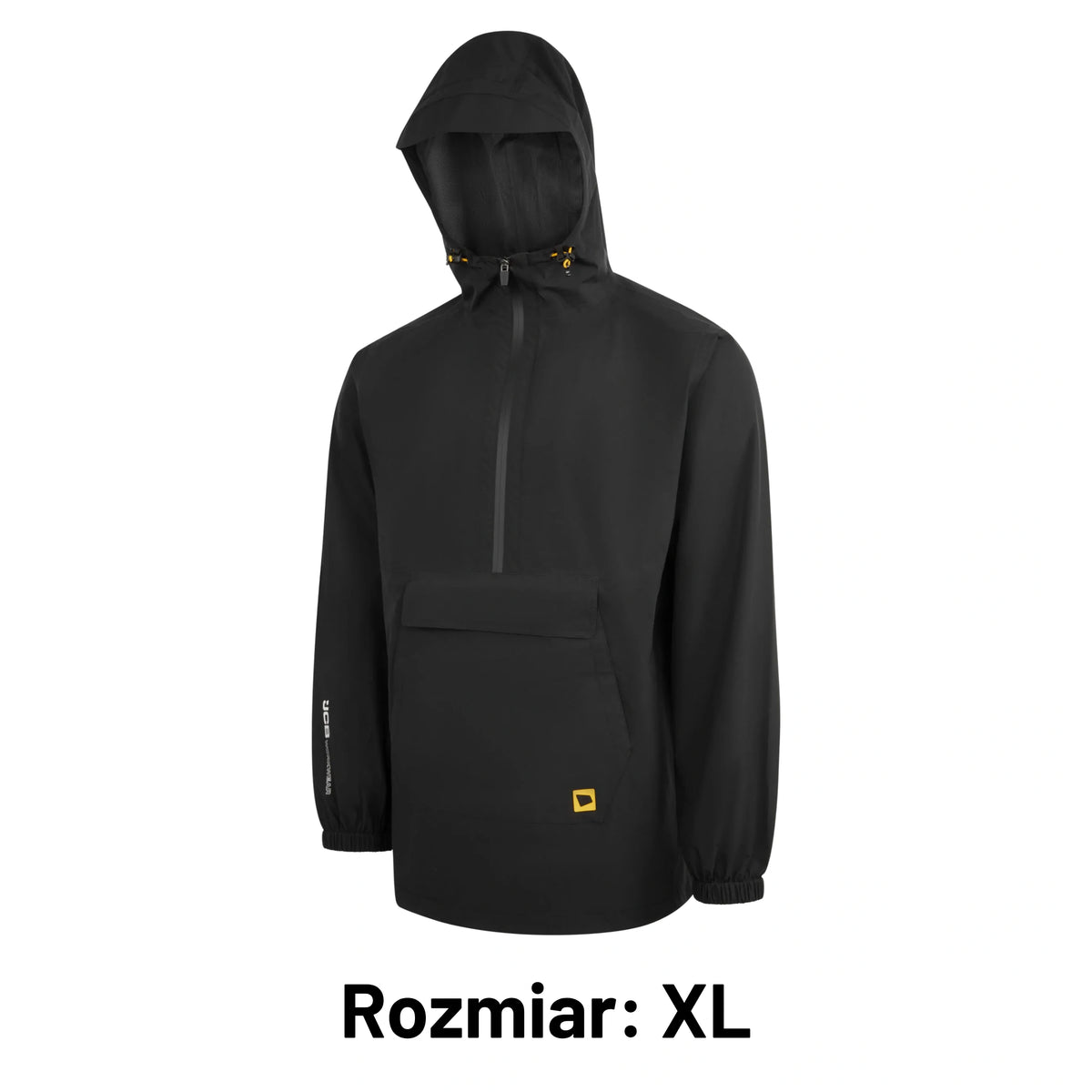 Kurtka przeciwdeszczowa JCB008BLXL czarna z kapturem, etykieta Rozmiar XL