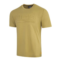 Koszulka robocza JCB T-shirt kolor oliwkowy z logo 3D, widok z przodu pod kątem