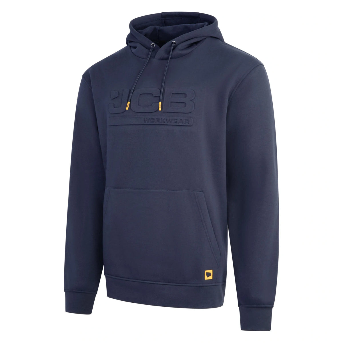 Bluza robocza JCB z kapturem kolor granatowy z logo 3D, widok z przodu