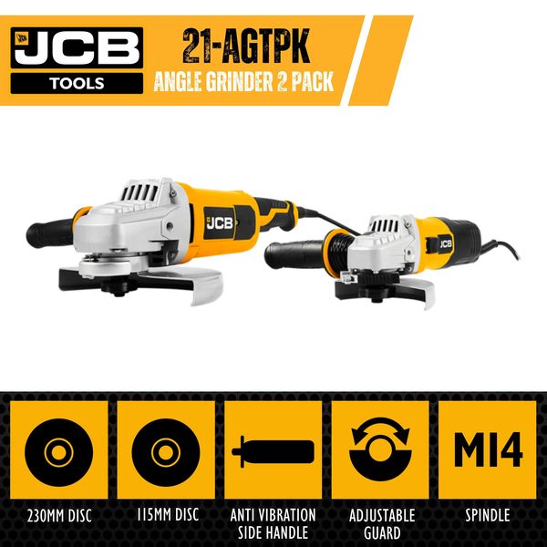 Набір кутових шліфмашин JCB Tools 115 мм / 230 мм JCB-AGTPK-E 57263 фото