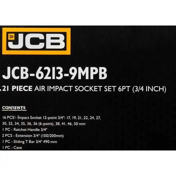 Набір інструментів ударних 21 од. 3/4" (12гр.) JCB Tools JCB-6213-9MPB 59076 фото