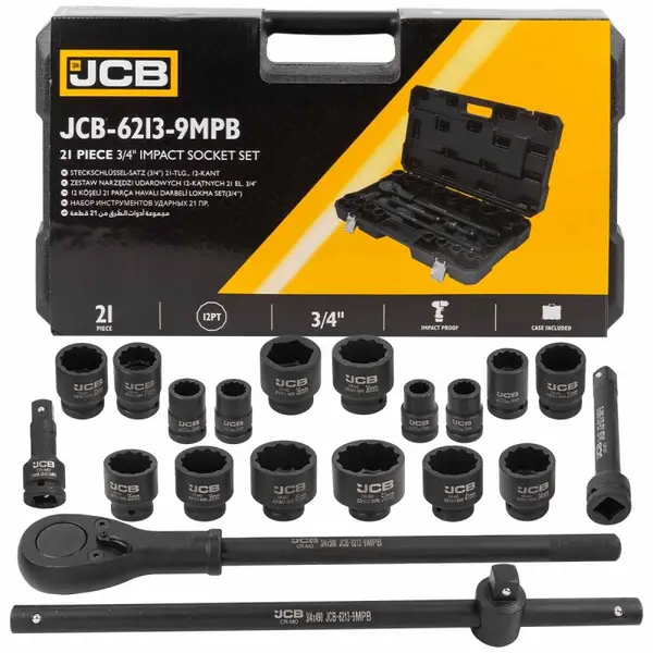 Набір інструментів ударних 21 од. 3/4" (12гр.) JCB Tools JCB-6213-9MPB 59076 фото